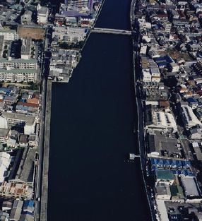 整備事業着手前の正蓮寺川の航空写真