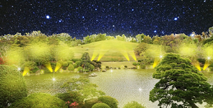 日本庭園のライトアップ