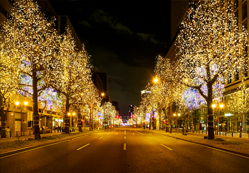 万博特別点灯イメージ　御堂筋イルミネーション