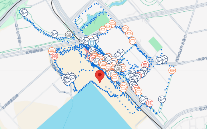 アプリ「ごみゼロ」上のイベント実績（マップ）