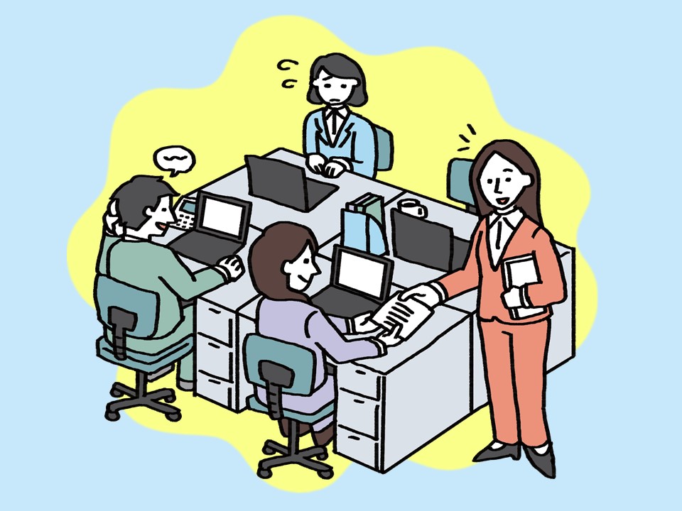 「特定の人にだけ仕事を与えない」というパワーハラスメントのイラスト