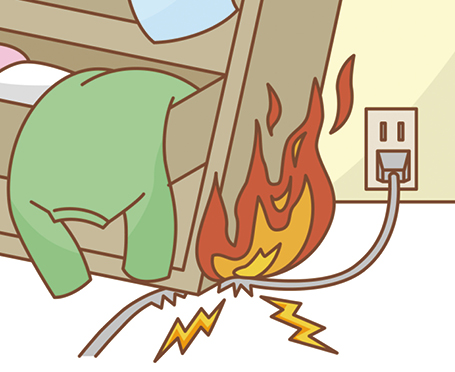 停電復旧後の電気火災のイラスト