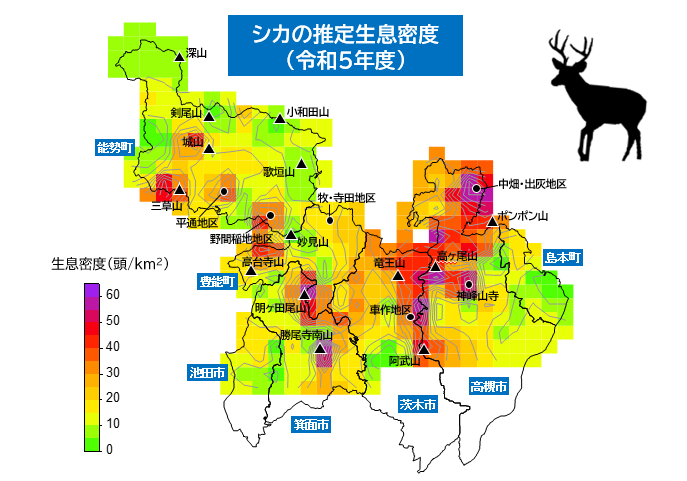 シカの推定生息密度（令和5年度）