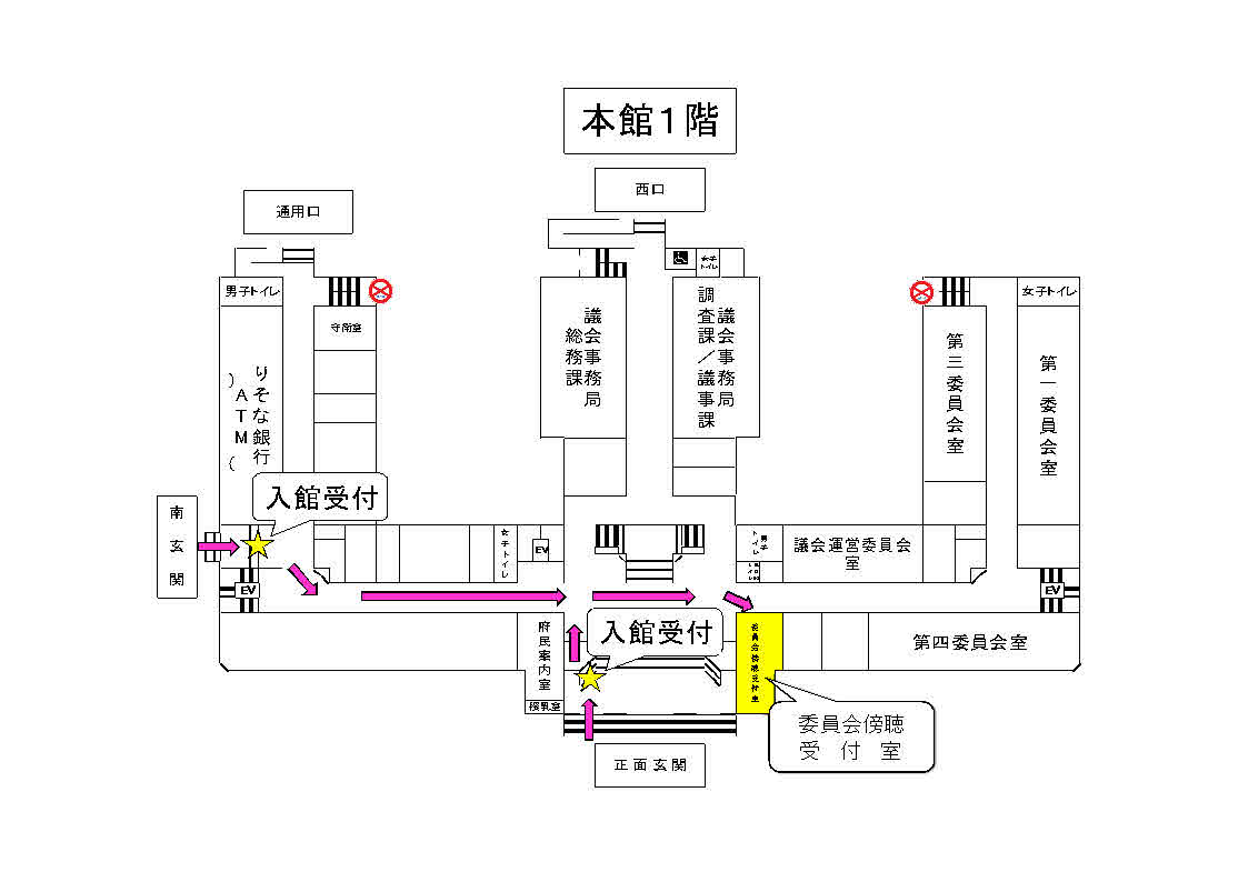 傍聴受付案内図