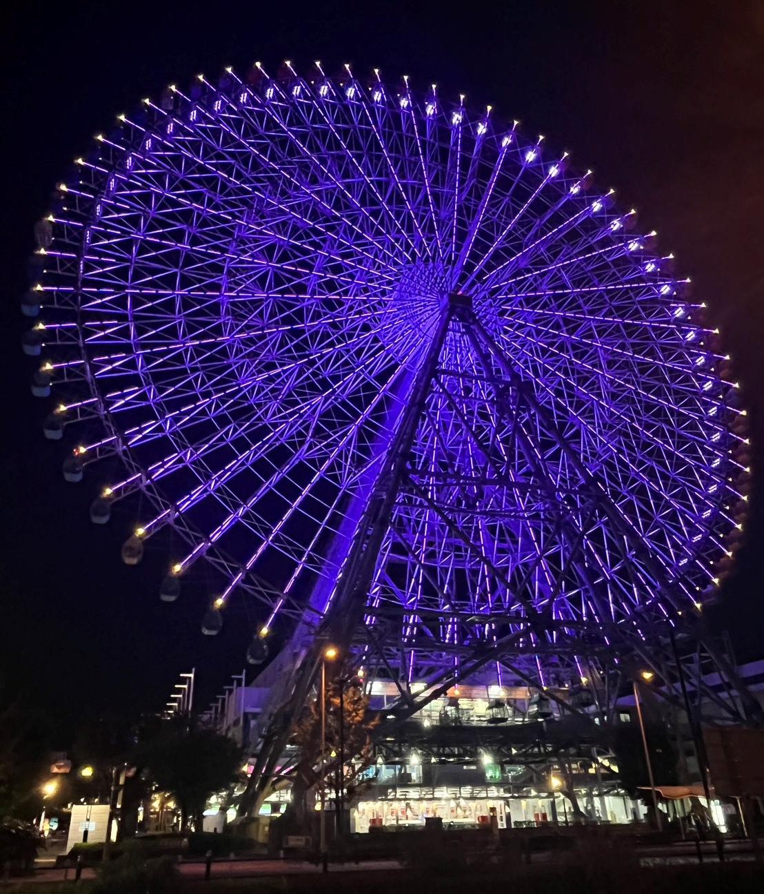 天保山大観覧車パープルライトアップ写真