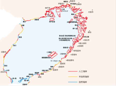 画像〔図1〕大阪湾の自然海岸の分布状況