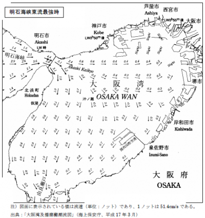 画像〔図2-1〕大阪湾の潮流（明石海峡東流最強時）