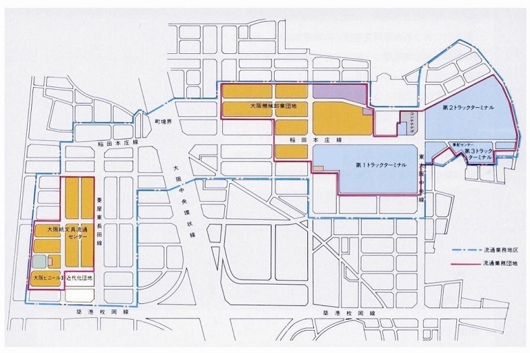 東大阪流通業務地区の用途位置図です。