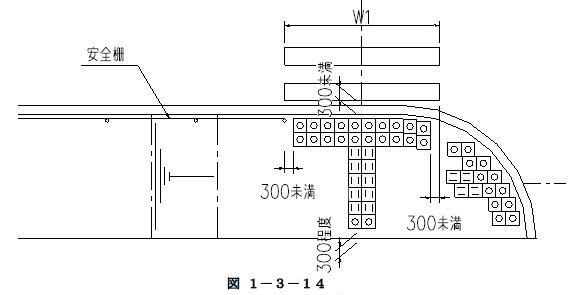 交差点で車道横断方向の視覚障害者誘導用ブロックの布設方法（参考図）