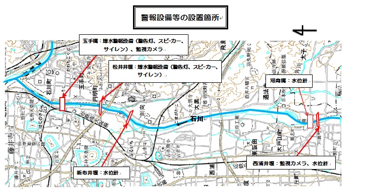 石川警報装置位置図玉手橋：警報装置