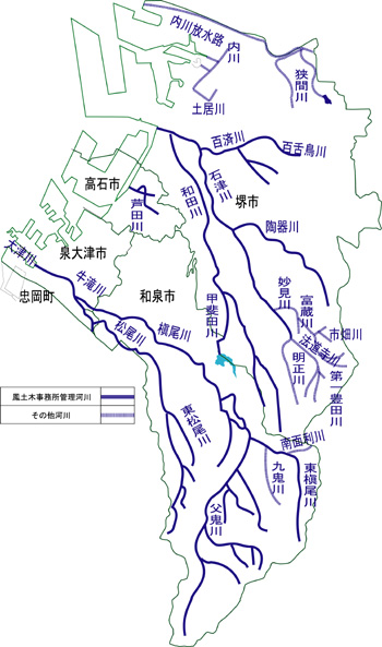 鳳土木事務所管内管理河川の図