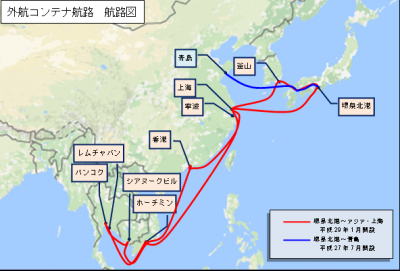 外航コンテナ就航マップ