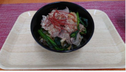 蒸し豚と春野菜のオイスター丼の画像