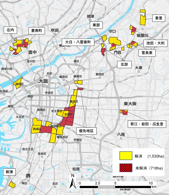 解消・未解消地区の図面