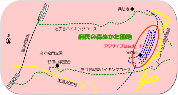 あじさいプロムナードへの案内図