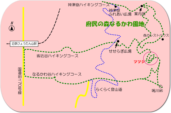 なるかわ園地のツツジへの地図