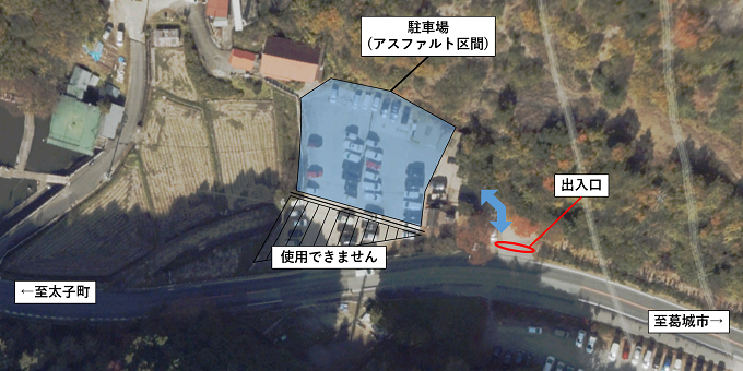 万葉の森駐車場出入口地図