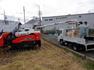 機械での脱穀