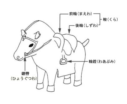 画像です。馬具をつけた馬