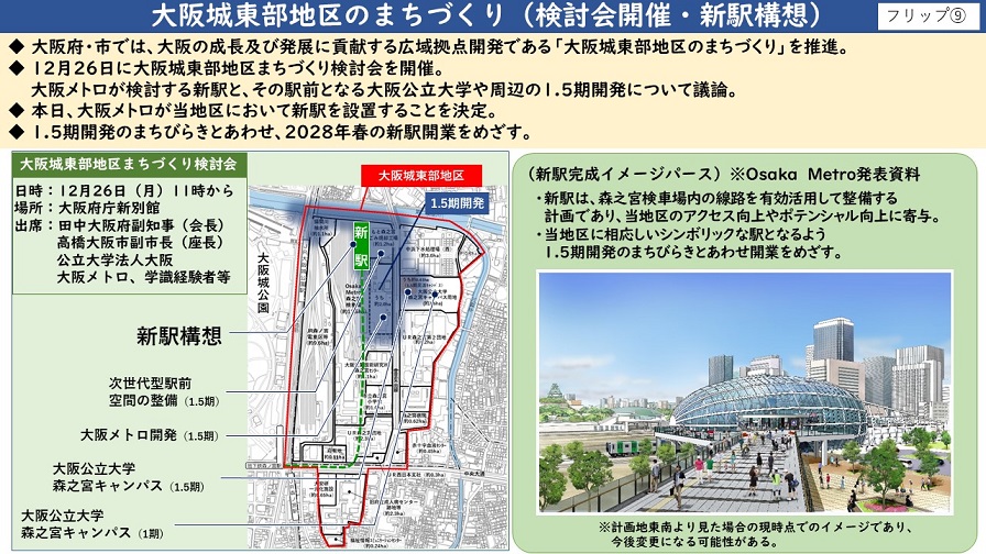 大阪城東部地区のまちづくり（検討会開催・新駅構想）