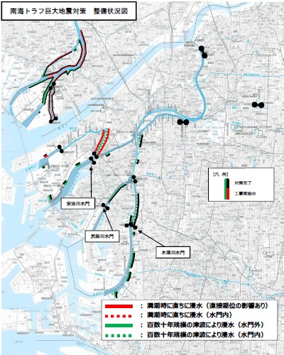 南海トラフ巨大地震対策整備状況図