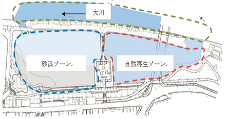 大阪ふれあいの水辺の平面図