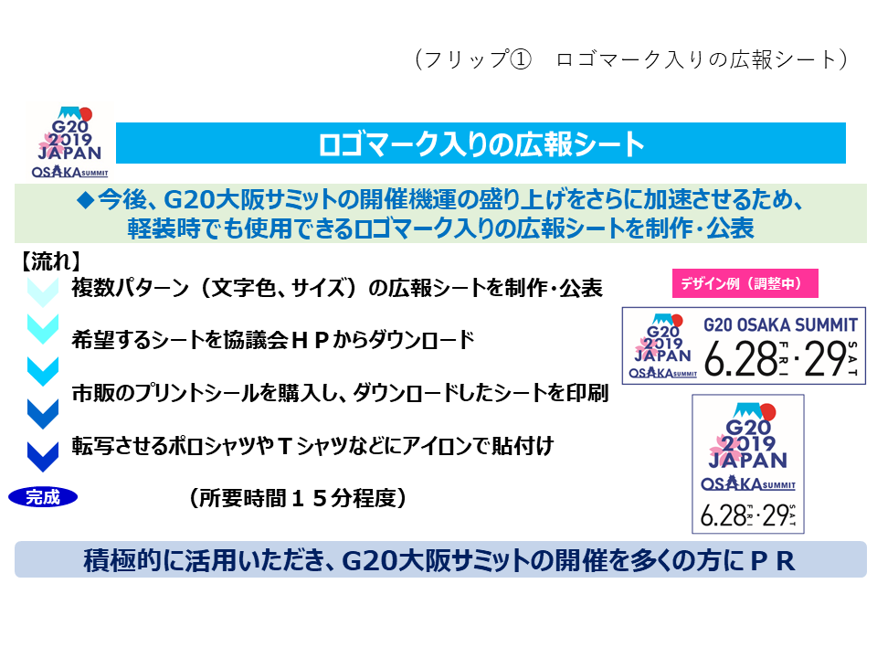 フリップ1 G20大阪サミットロゴマーク入りの広報シート