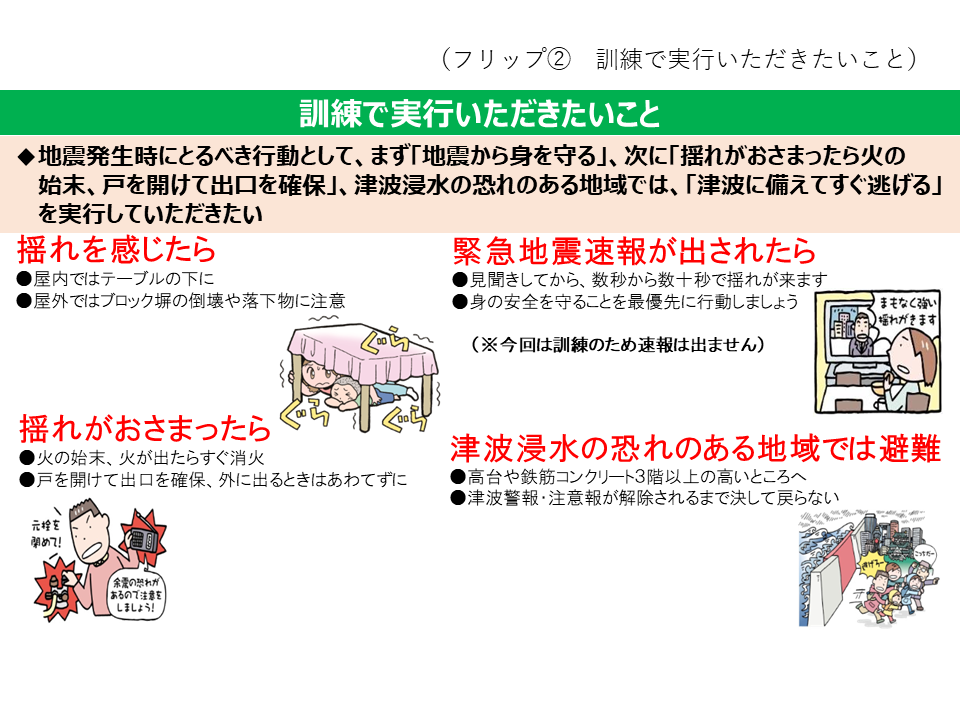 フリップ2　訓練で実行いただきたいこと