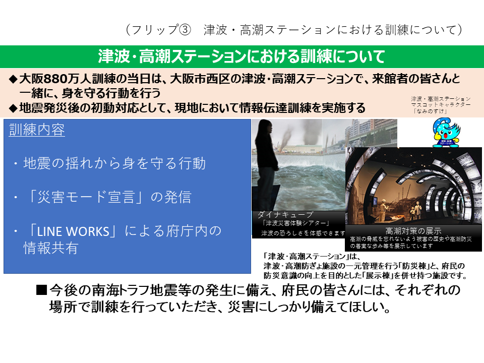 フリップ3　津波・高潮ステーションにおける訓練について