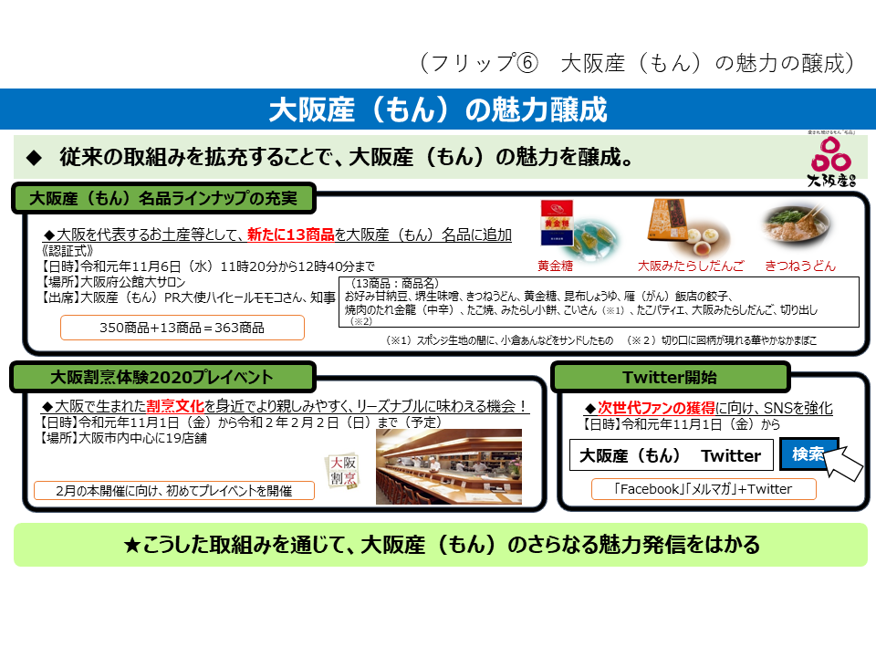 フリップ6　大阪産（もん）の魅力醸成について