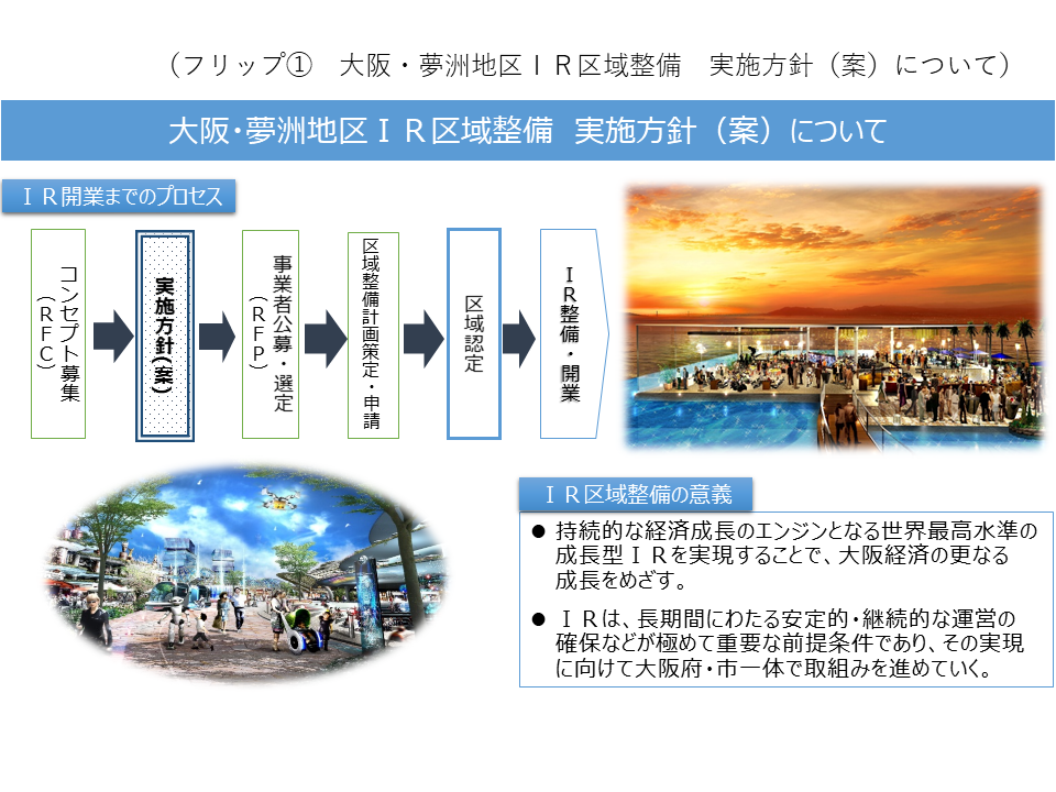 フリップ1　大阪・夢洲地区IR区域整備実施方針（案）について