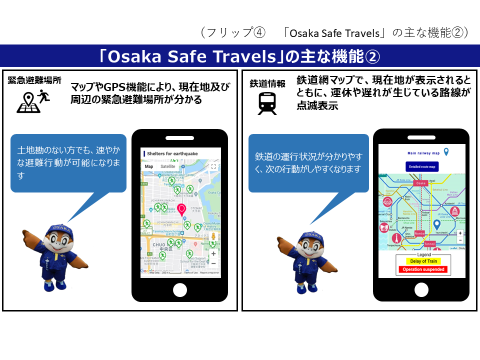 フリップ4「Osaka Safe Travels」の主な機能(2)