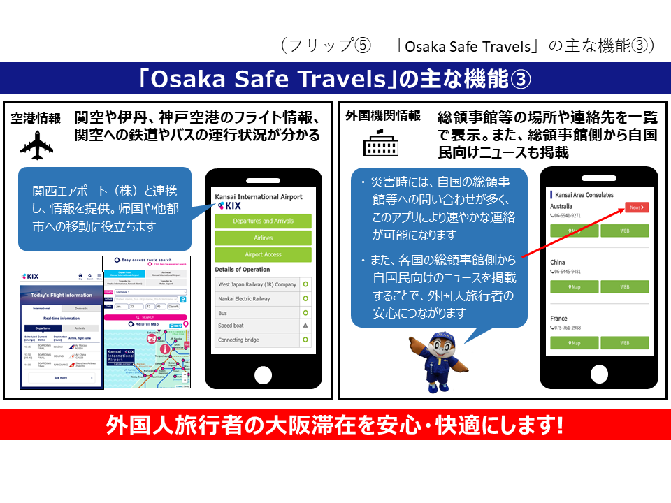 フリップ5「Osaka Safe Travels」の主な機能(3)