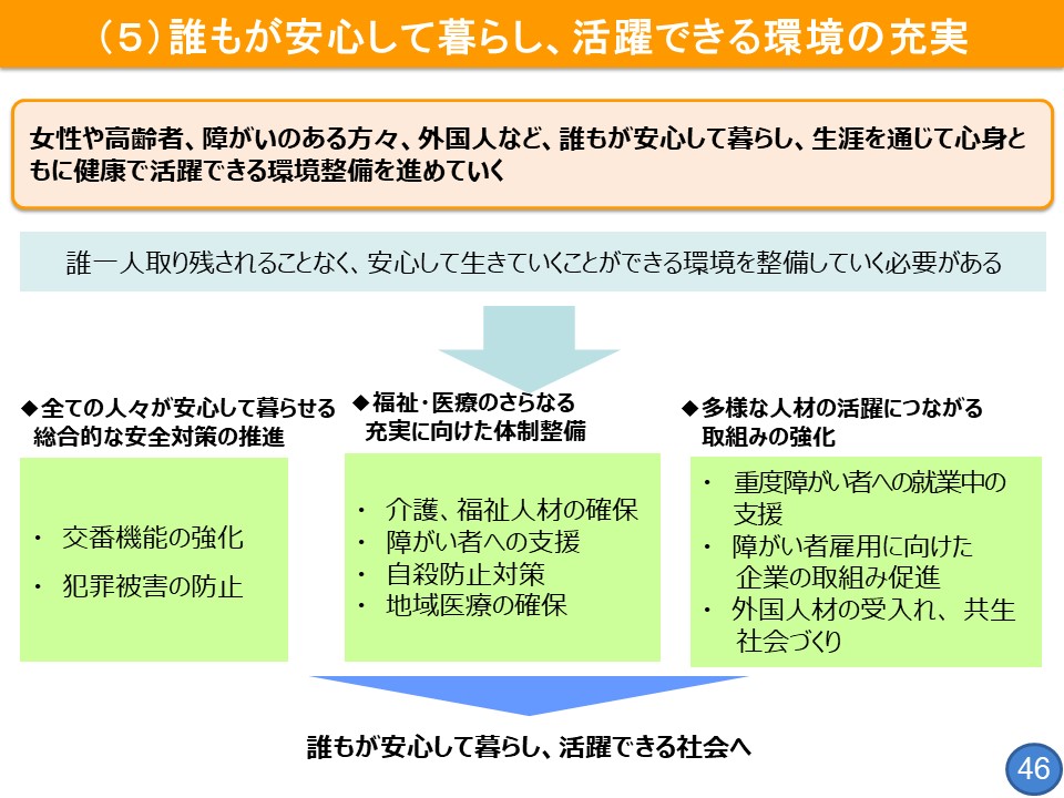 フリップ46「誰もが安心して暮らし、活躍できる環境の充実」について