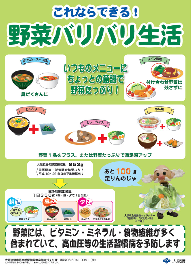 【食育推進】これならできる!野菜バリバリ生活 いつものメニューに ちょっとの意識で 野菜たっぷり!