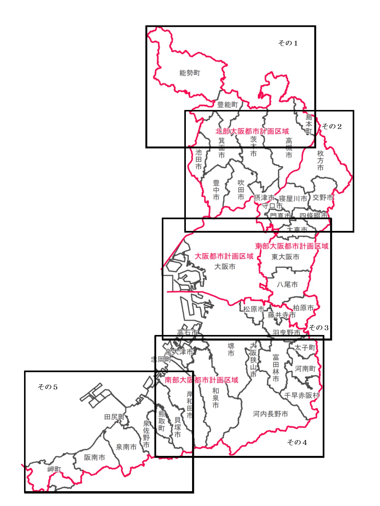 大阪府域図郭割