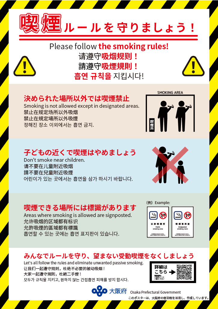 受動喫煙防止対策に係る多言語ポスター