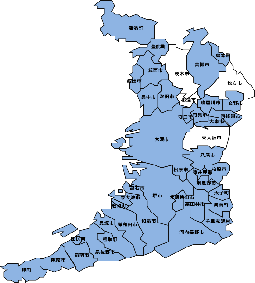 大阪府域地方税徴収機構対象エリア