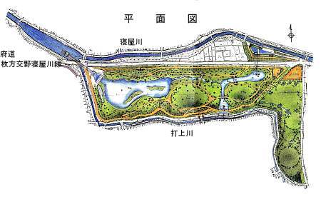 図；打上川治水緑地の平面図