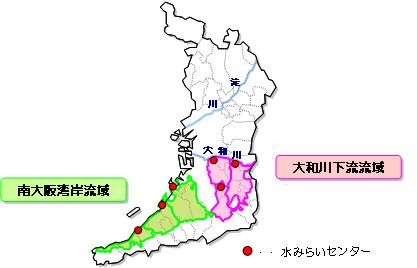 南部流域下水道事務所の管内図