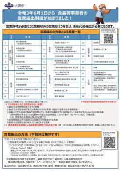 令和3年6月1日から食品事業者の営業届出制度が始まりました！（表）