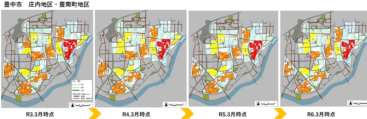 豊中市庄内地区・豊南町地区の変遷