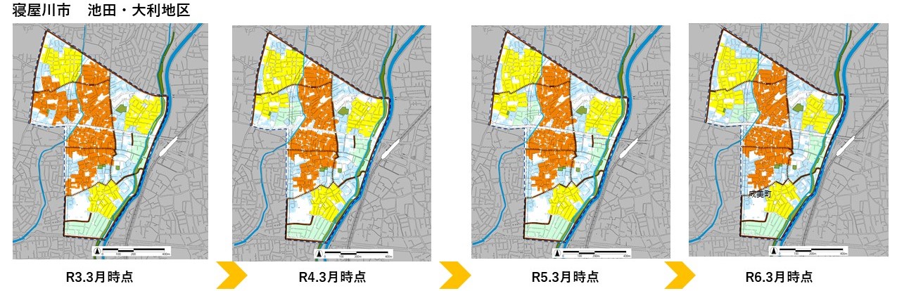 寝屋川市池田大利地区の変遷