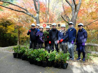 本日の参加者と植える苗木の画像
