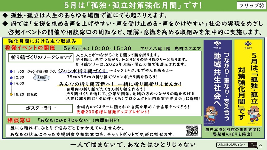 5月は「孤独・孤立対策強化月間」です！のフリップ