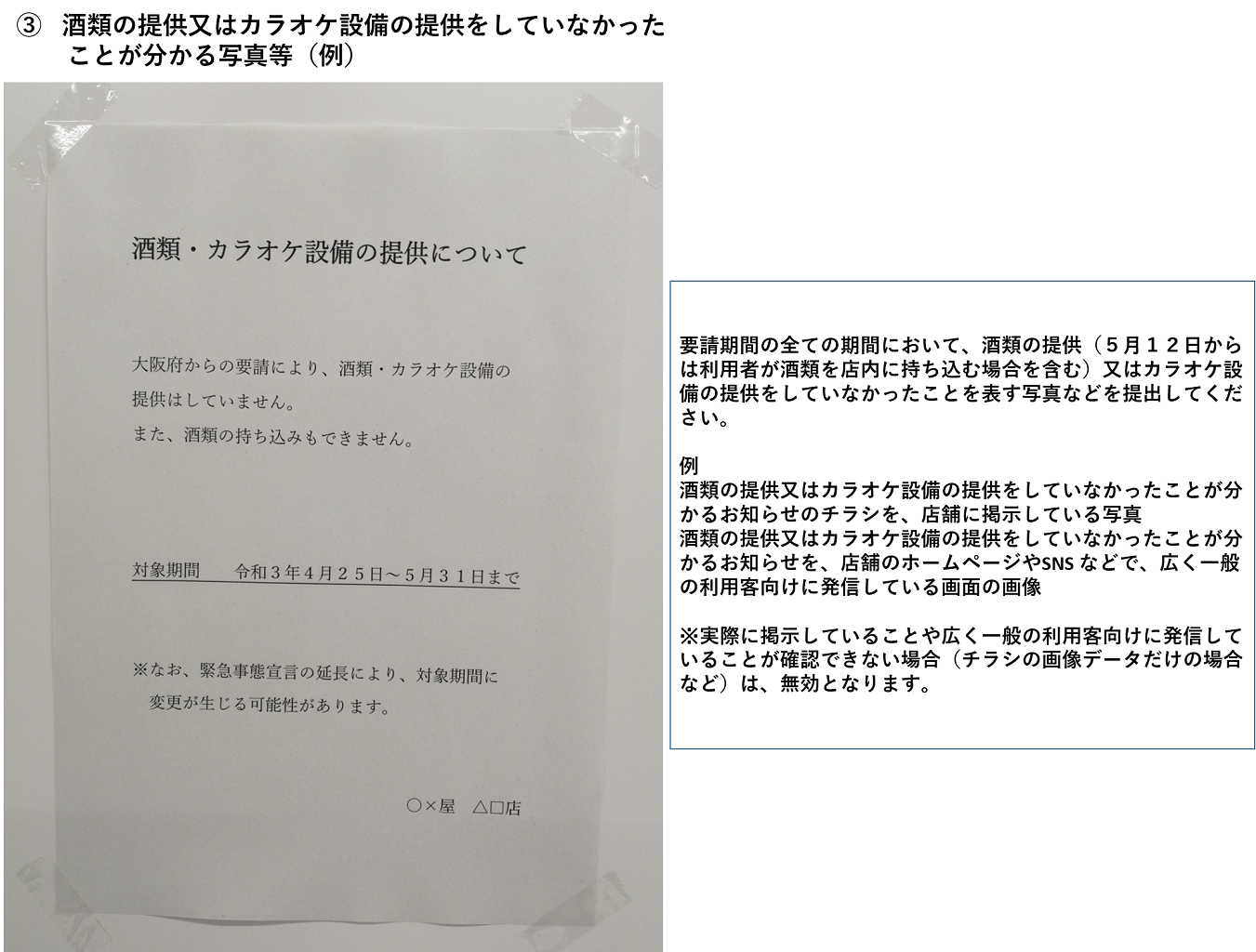 酒類の提供又はカラオケ設備に関する書類