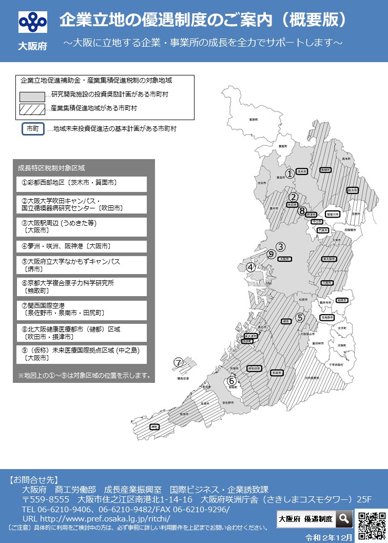 大阪府の優遇制度（概要版）