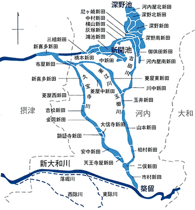 旧大和川筋の開発新田図