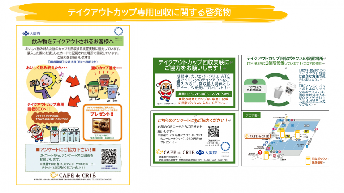 テイクアウトカップ回収実証に関する啓発物