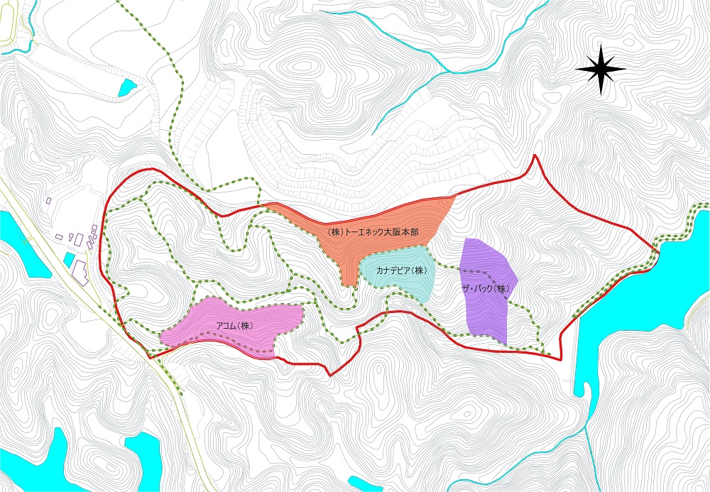 四條畷市ふれあいの森内のアドプトフォレスト活動区域図